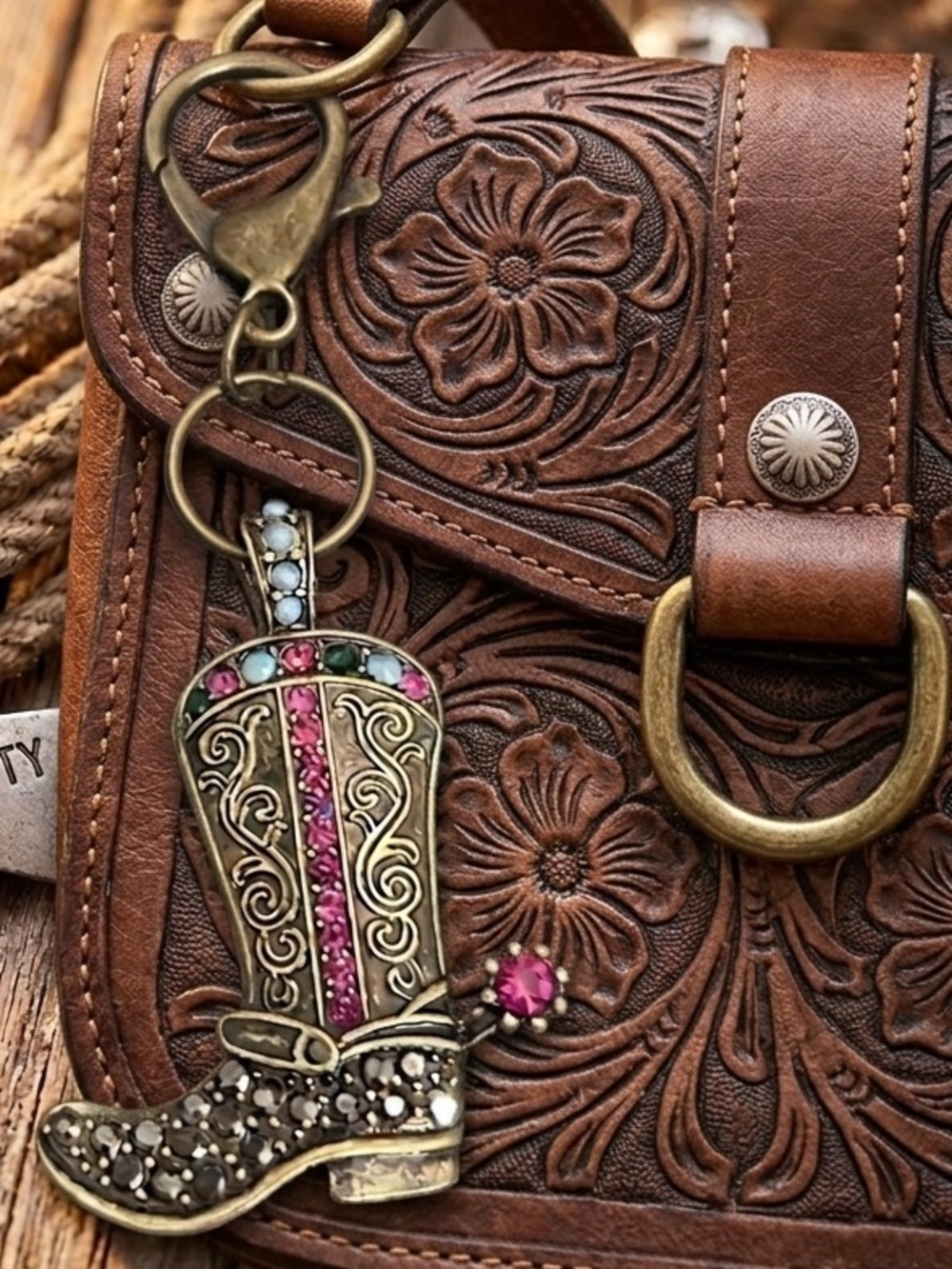 Blingy Cowboy Boot Bag Charm